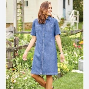 Vermont Country Store Classic Denim Button Down Dress Sz XL